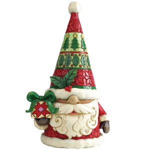 Jim Shore Christmas Gnome with Holding a Wrapped Gift "Just BeClause" Figurine