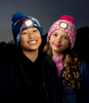 Pink Leopard Kids Night Scope™ Rechargeable LED Light Beanie Pom Hat