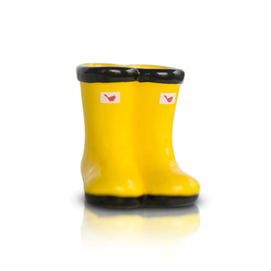 Nora Fleming Jumpin' Puddles Yellow Wellies Boots Mini