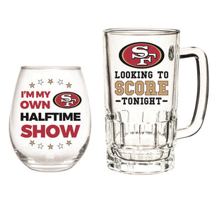 NFL® San Francisco 49ers Stemless 17 oz. Wine Glass & 16 oz. Beer Mug Set