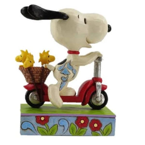 Jim Shore Peanuts Snoopy Woodstock Riding a Scooter Scootin' Around Figurine